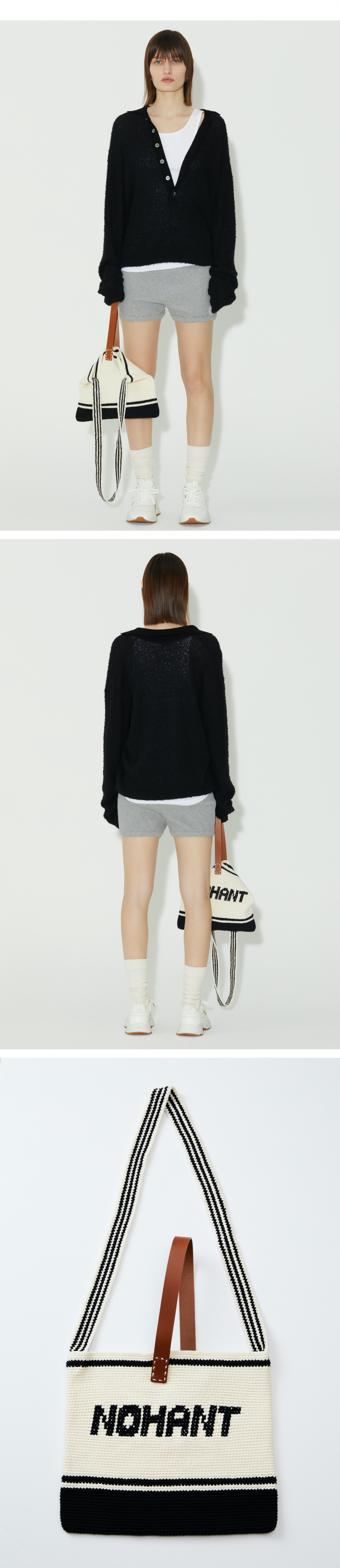 【NOHANT】 UPCYCLED LOGO KNIT SHOULDER BAG 2色 MUSINSA公式 | NOHANT UPCYCLED LOGO KNIT SHOULDER BAG BLACK