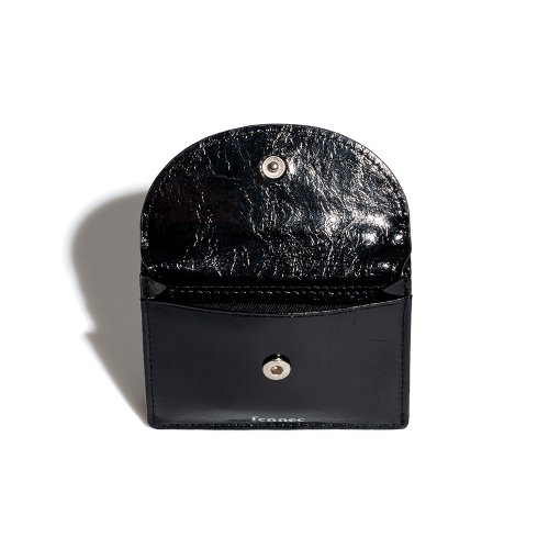 CRINKLE HALFMOON MINI WALLET - BLACK