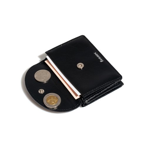 CRINKLE HALFMOON MINI WALLET - BLACK