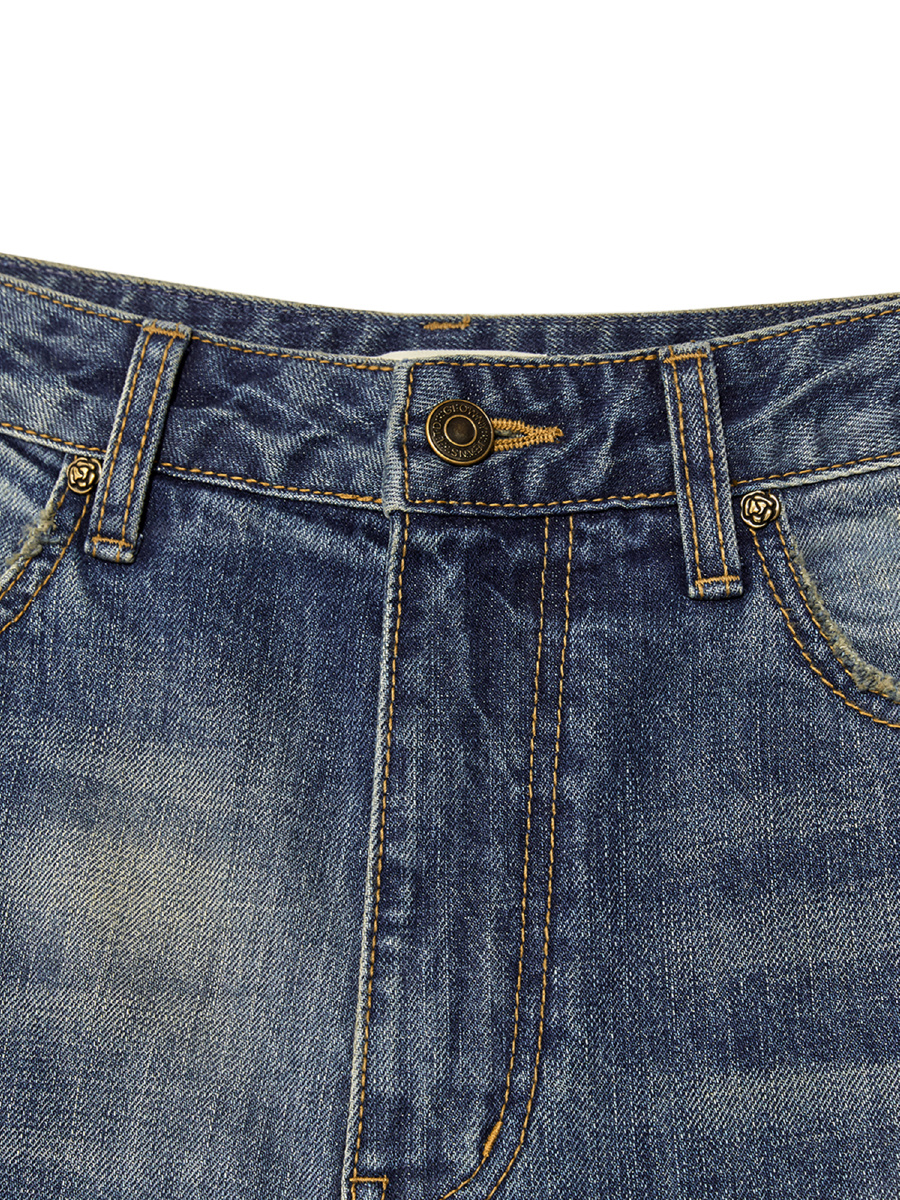 MUSINSA公式 | GLOWNY 96 VINTAGE DAMAGED WASHING JEANS (DEEP