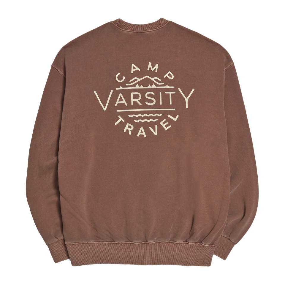 MUSINSA公式 | TRAVEL CAMP VARSITY PIGMENT SWEATSHIRT COCOA BROWN