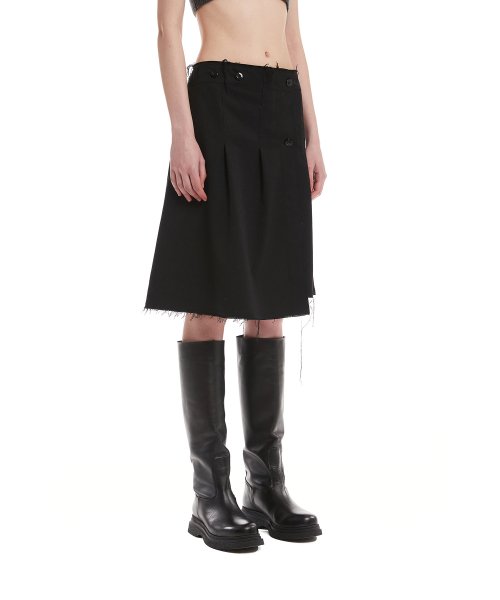 Black Pleated Wrap Skirt