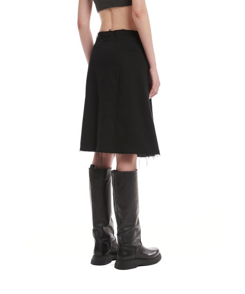Black Pleated Wrap Skirt