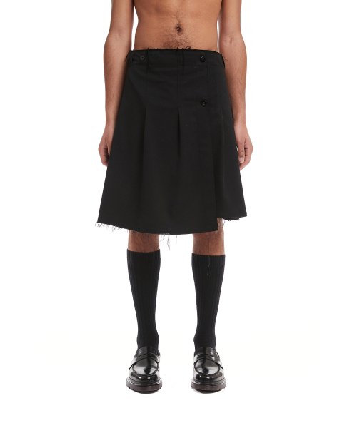 Black Pleated Wrap Skirt