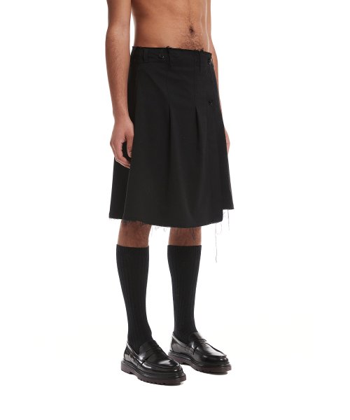 Black Pleated Wrap Skirt