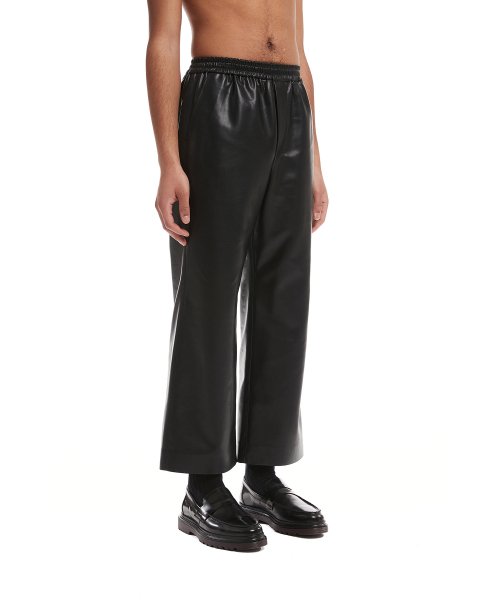 Black Faux-Leather Lounge Pants