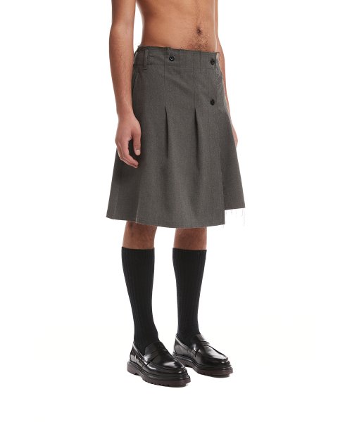 Grey Pleated Wrap Skirt