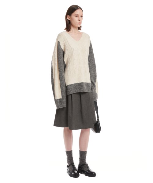 Grey Pleated Wrap Skirt