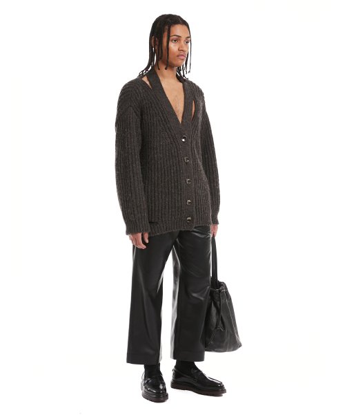 Grey Destroyed Knit Cardigan