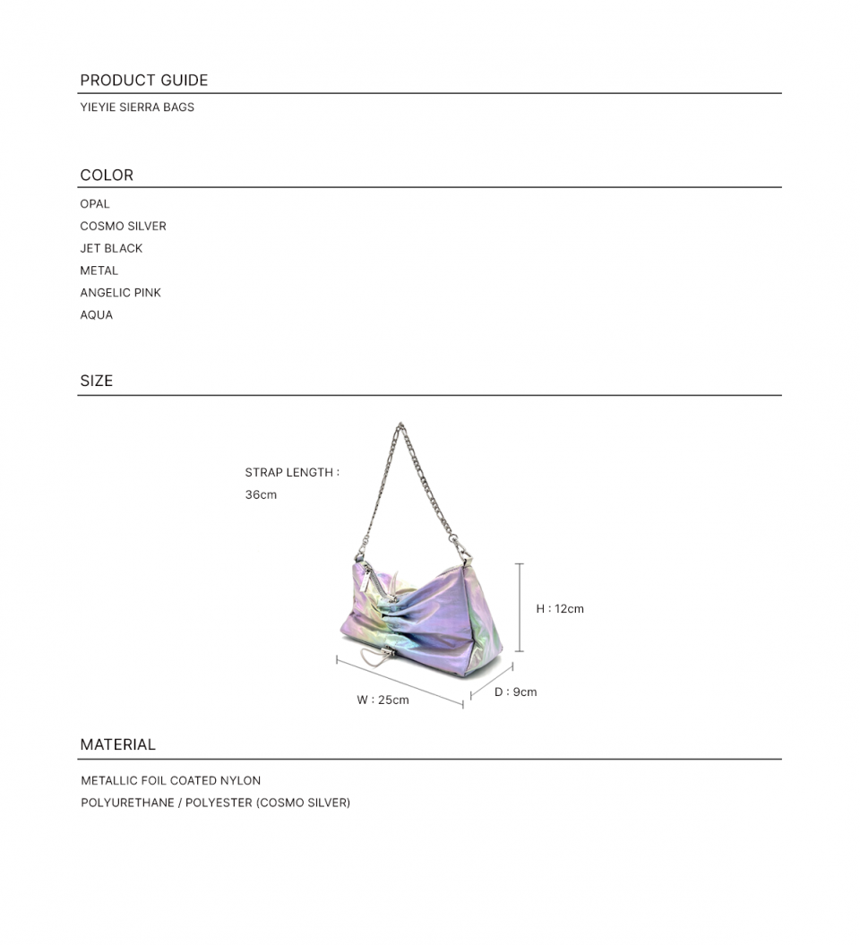 이에이에(YIEYIE) Y.10 Sierra Bag / Y.10-BB13 / OPAL - 사이즈