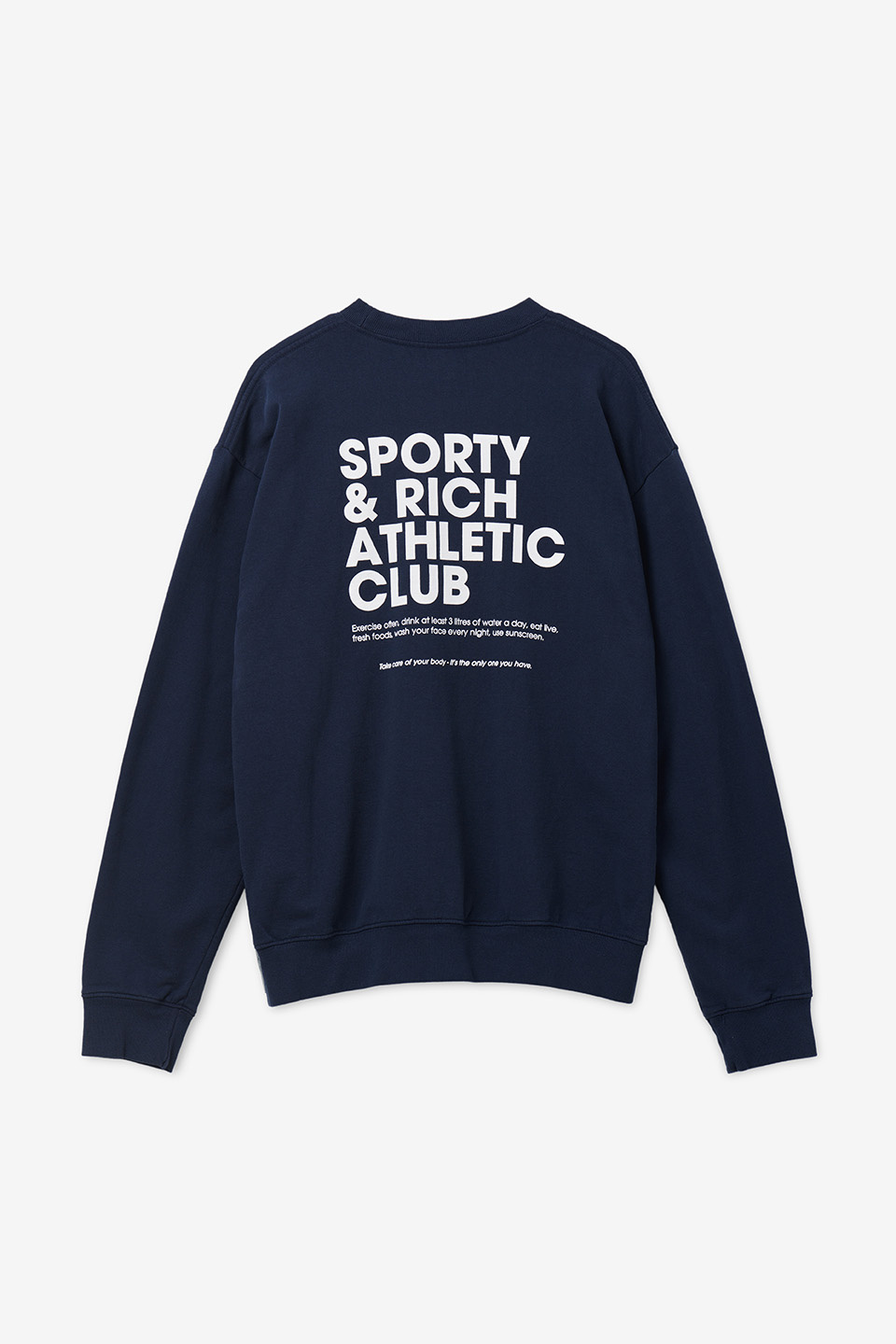 ★Sporty & Rich★ Logo graphic print sweatshirt navy CR833NA MUSINSA | SPORTY&RICH Logo Graphic Print Sweatshirt - Navy