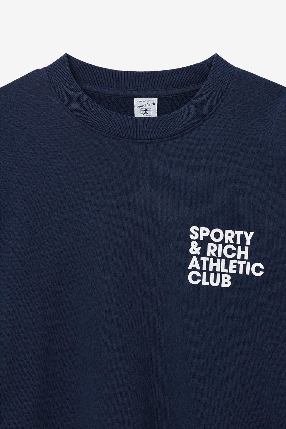 ★Sporty & Rich★ Logo graphic print sweatshirt navy CR833NA MUSINSA | SPORTY&RICH Logo Graphic Print Sweatshirt - Navy