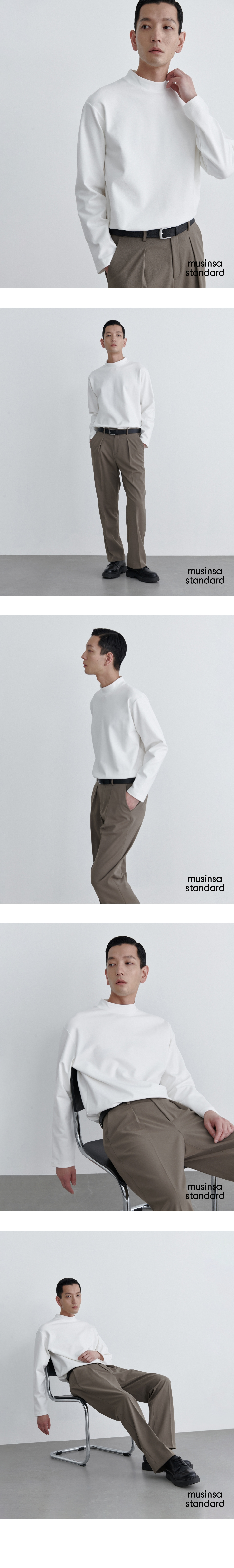 Tシャツ・カットソー *MUSINSA STANDARD* Ponte Mock Neck Long Sleeve T-Shirt Mushr MUSINSA | MUSINSA STANDARD Ponte Mock Neck Long Sleeve T