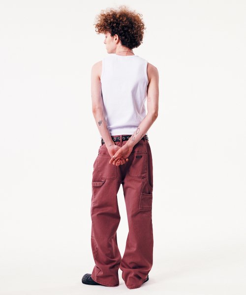 STITCH POINT COTTON CARPENTER PANTS [PINK]