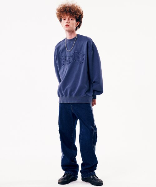 FRINGE LOGO SWEAT SHIRT [NAVY]