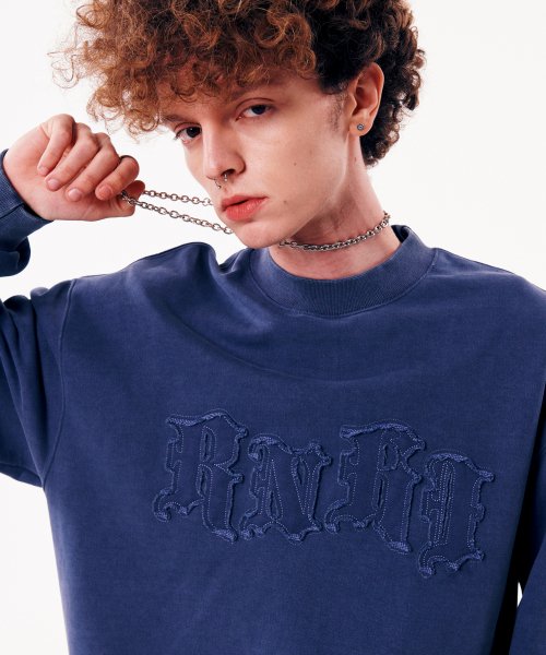 FRINGE LOGO SWEAT SHIRT [NAVY]