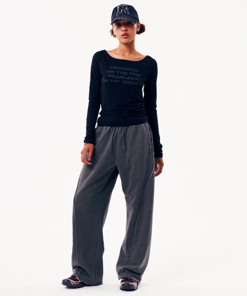 LETTERING SLIM L/S TEE [BLACK]