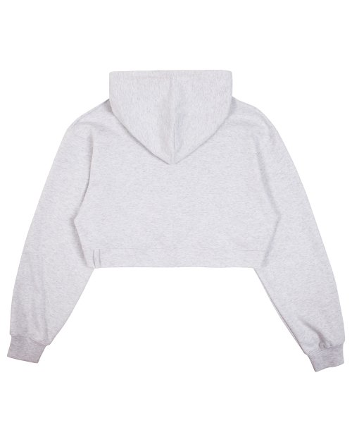 HOTFIX LOGO BELTED CROP HOODIE [WHITE MELANGE]