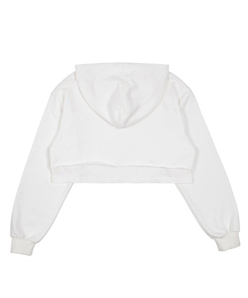 ARCH LOGO LAYERED CROP HOODIE [WHITE]