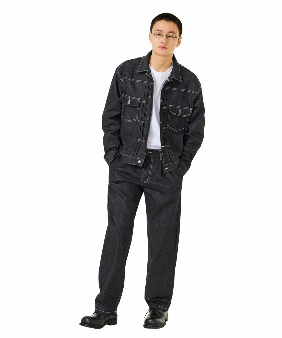 デニム・ジーパン LAUGHER [Non-fade] Cowboy denim pants 5FT392 MUSINSA | LAUGHER [Non-fade] Cowboy denim pants. - Black