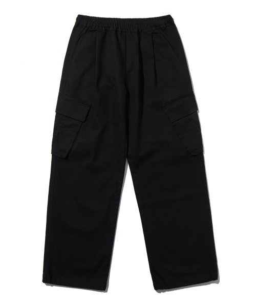Cotton Wide Cargo Pants_Black_PL179