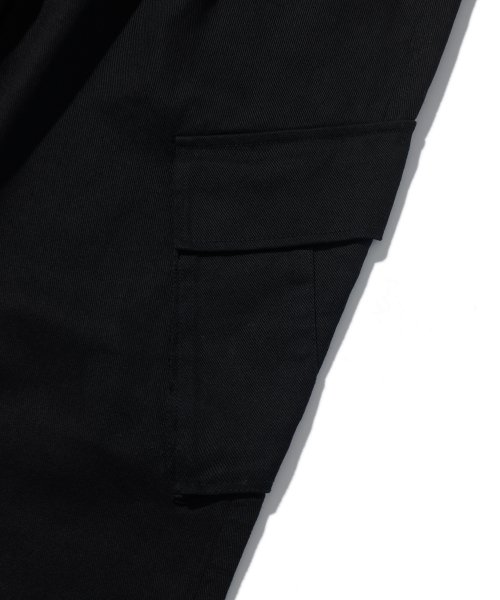 Cotton Wide Cargo Pants_Black_PL179