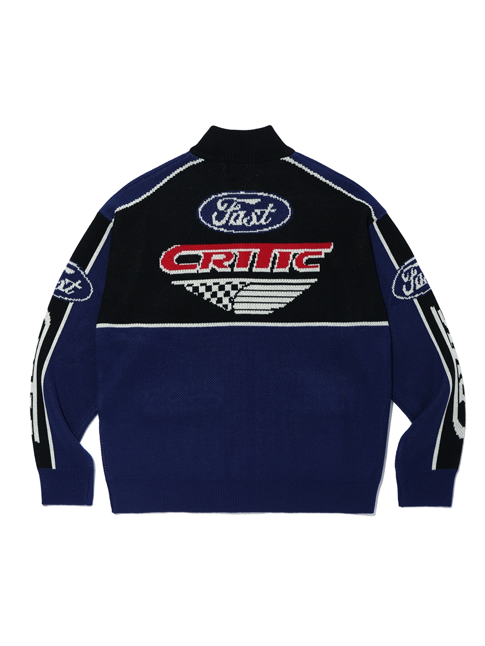 크리틱(CRITIC) RACING ZIP-UP KNIT NAVY
