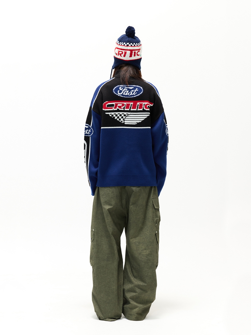 크리틱(CRITIC) RACING ZIP-UP KNIT NAVY