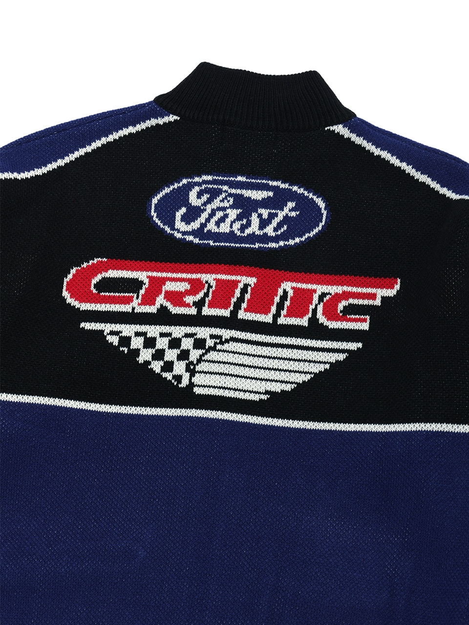 크리틱(CRITIC) RACING ZIP-UP KNIT NAVY