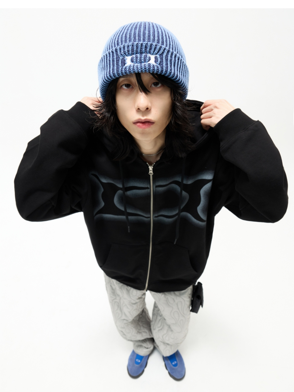 WORMHOLE LOGO HOODIE ZIP-UP BLACK 상세 이미지 4