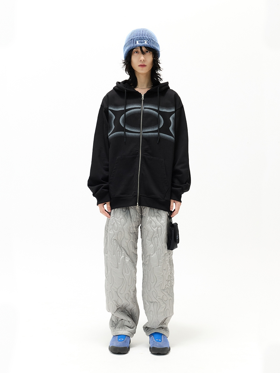 WORMHOLE LOGO HOODIE ZIP-UP BLACK 상세 이미지 6