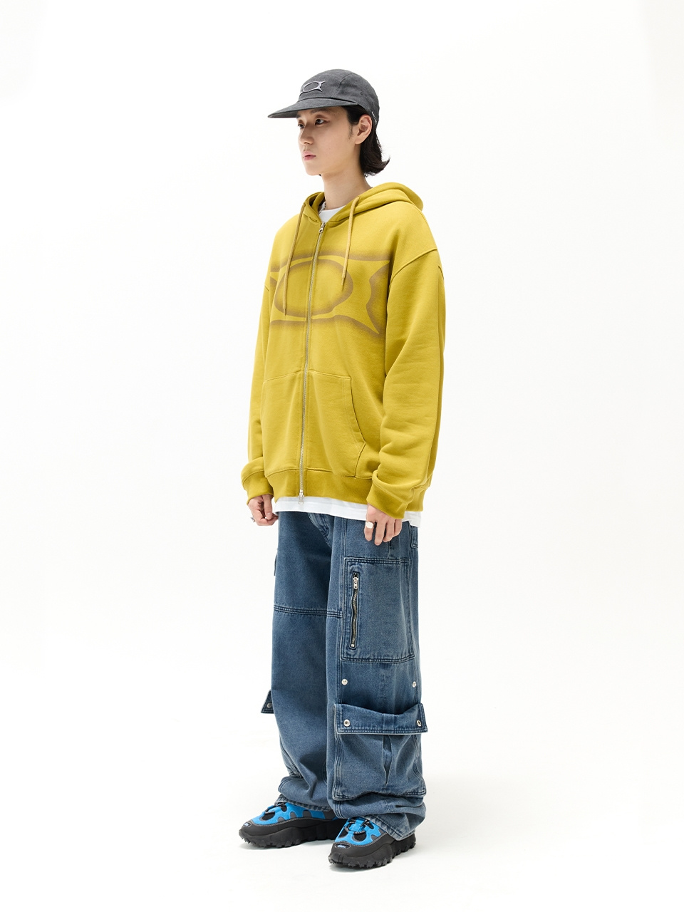 WORMHOLE LOGO HOODIE ZIP-UP OLIVE 상세 이미지 7