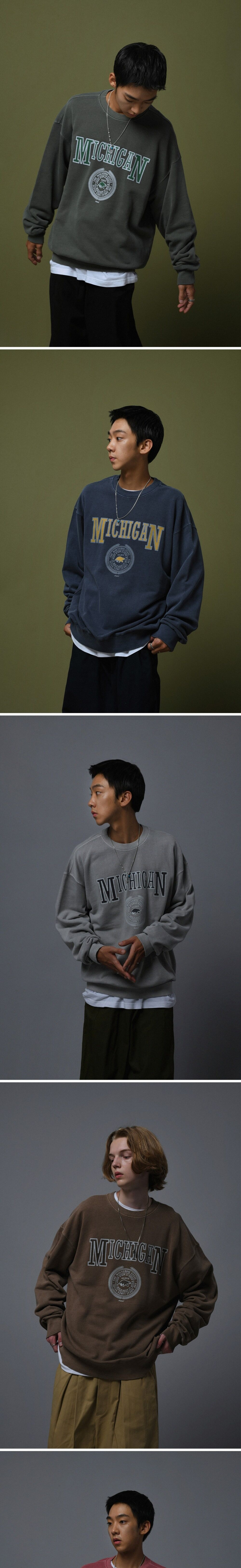 韓国人気☆MICHIGAN WOLVERINE PIGMENT SWEATSHIRT/全3色/TRAVEL MUSINSA | TRAVEL MICHIGAN WOLVERINE PIGMENT SWEATSHIRT BLACK