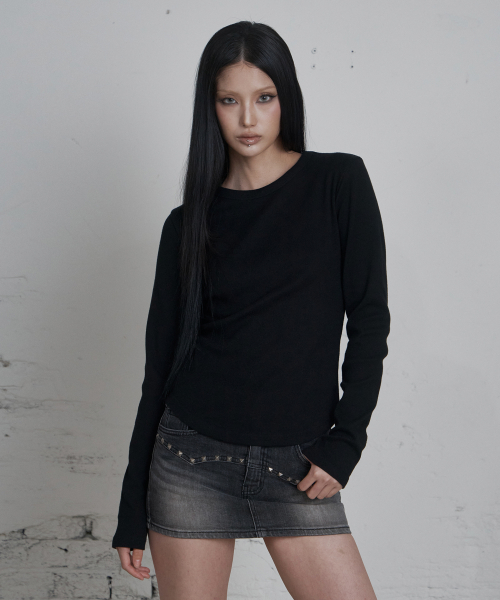 C 90S LINE BASIC LONG SLEEVE T-SHIRT_BLACK