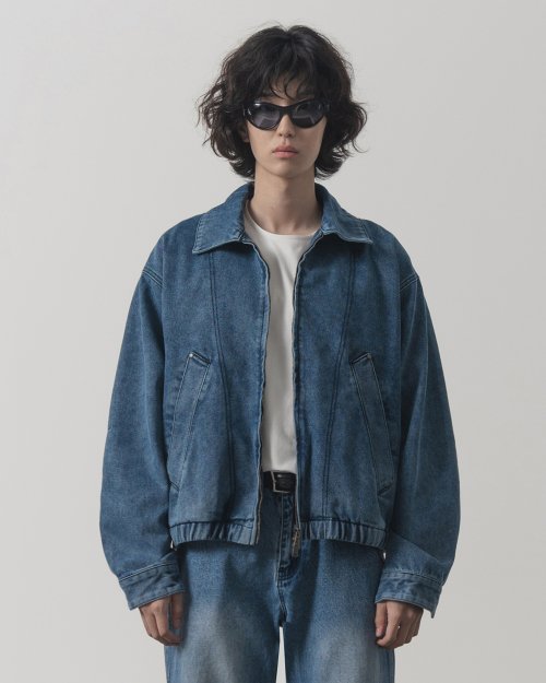 2WAY CROPPED DENIM BLOUSON JACKET_LIGHT INDIGO