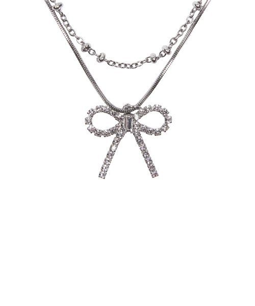 CH RIBBON NECKLACE(SILVER)
