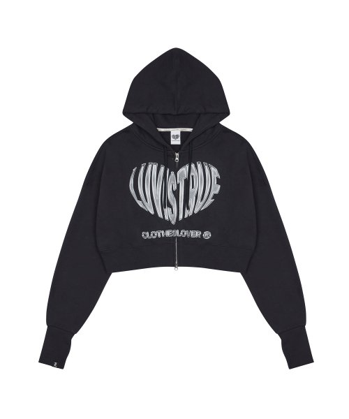 CH 2-WAY CROP HOOD ZIP UP(NAVY)