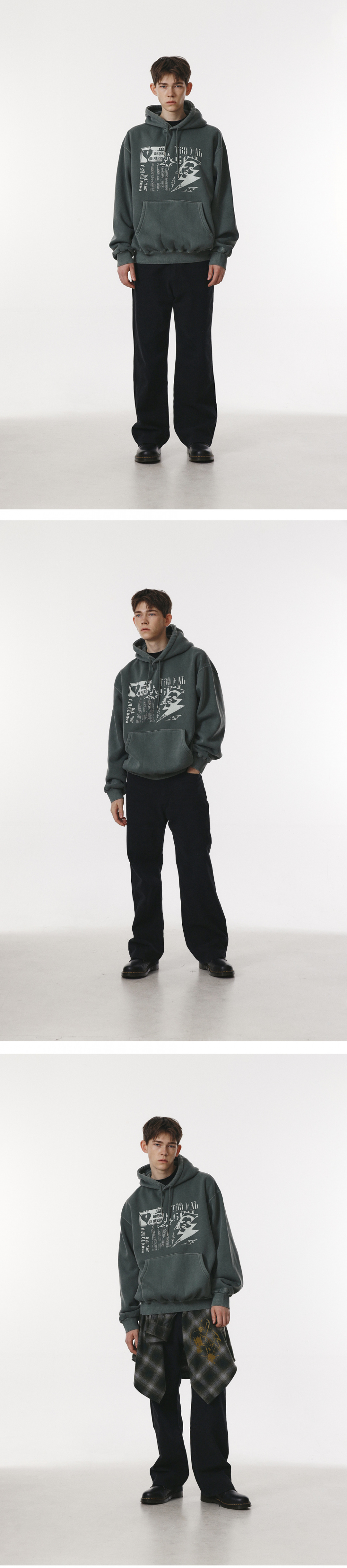 MUSINSA | SUPERSUB Crushed Punk Pigment Hoodie - Khaki