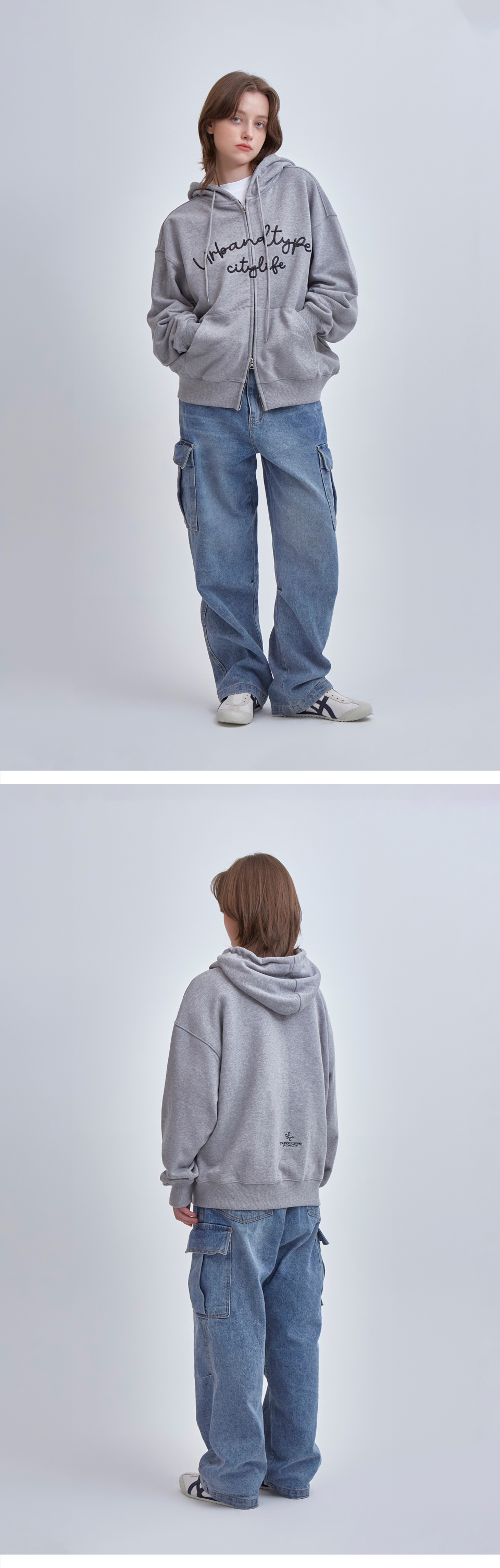 체인 레터링 후드집업_멜란지_LT515 상세 이미지 4