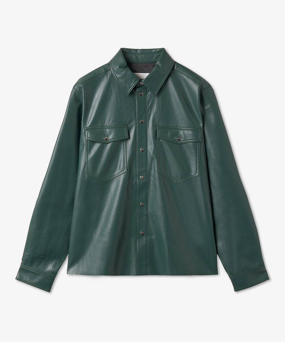 【Nanushka】 Roque fauxレザーシャツ Roque faux leather shirt in orange - Nanushka | Mytheresa