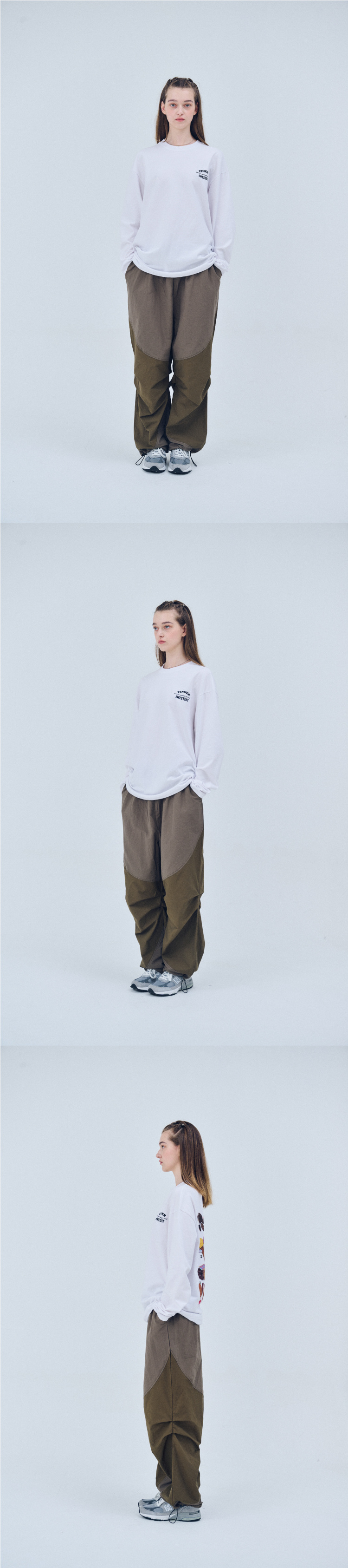 PANEL DART NYLON PANTS - 2 COLORS KHAKI