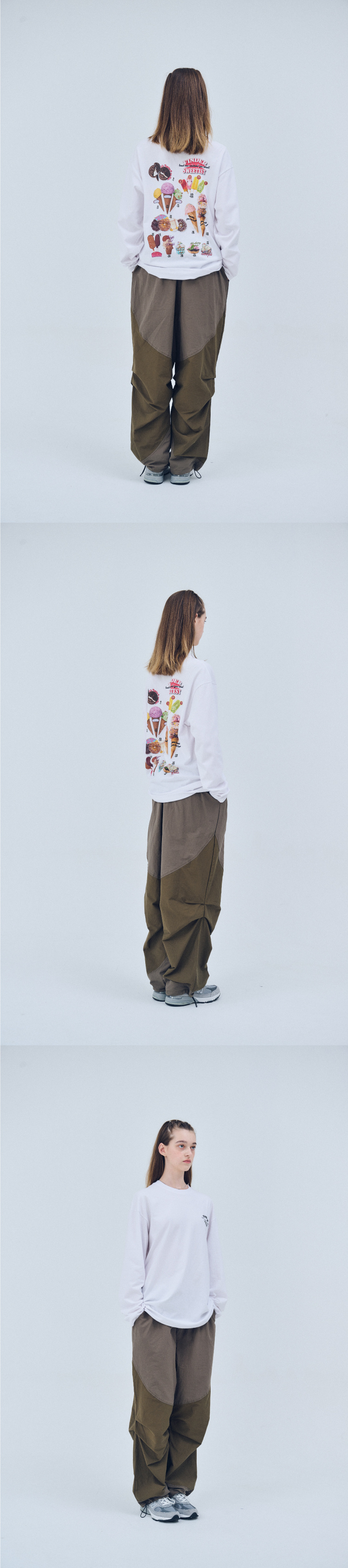 PANEL DART NYLON PANTS - 2 COLORS KHAKI