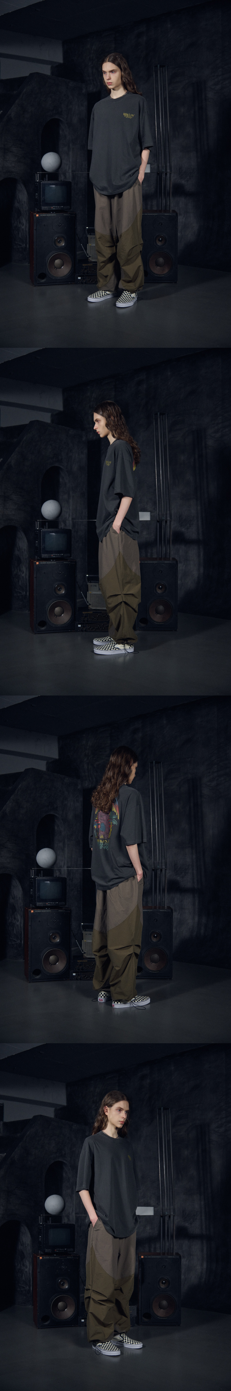 PANEL DART NYLON PANTS - 2 COLORS KHAKI