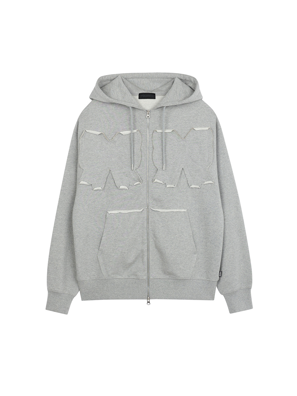 YOUHEE RIBBON HOOD ZIP-UP MELANGE GREY 상세 이미지 6