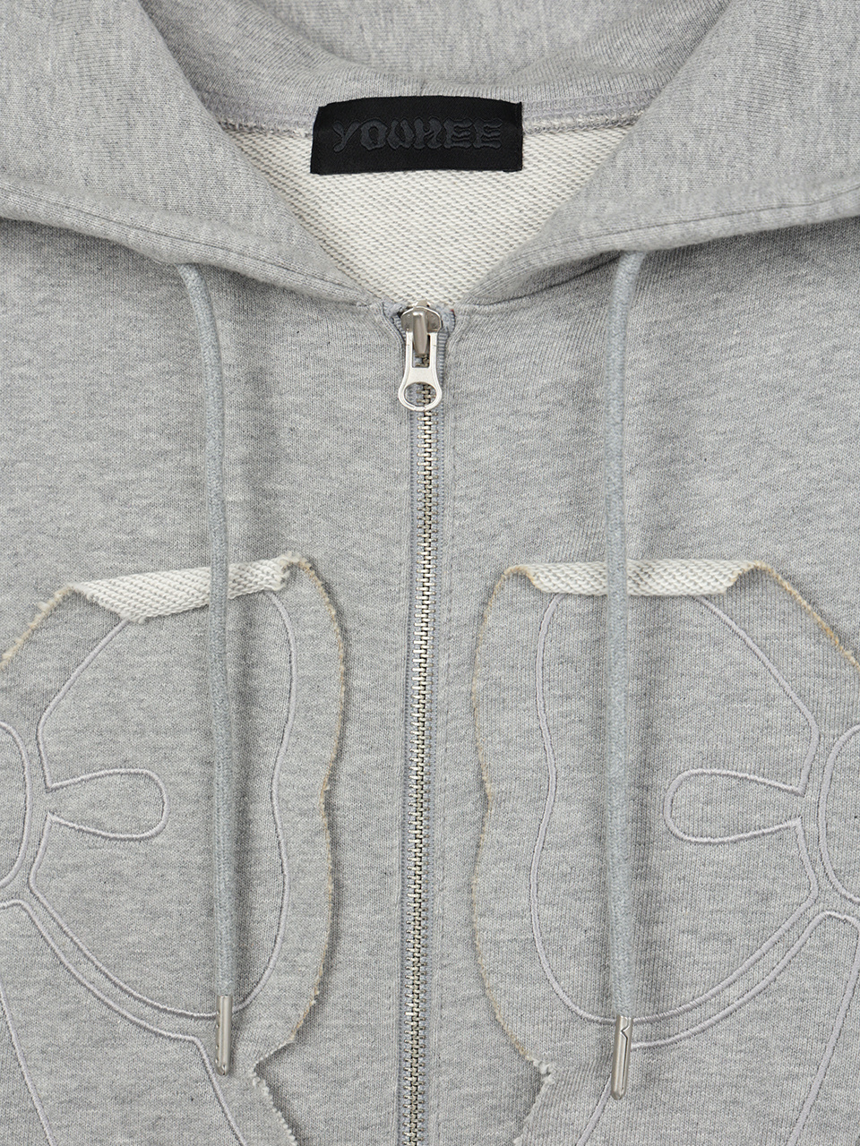 YOUHEE RIBBON HOOD ZIP-UP MELANGE GREY 상세 이미지 8