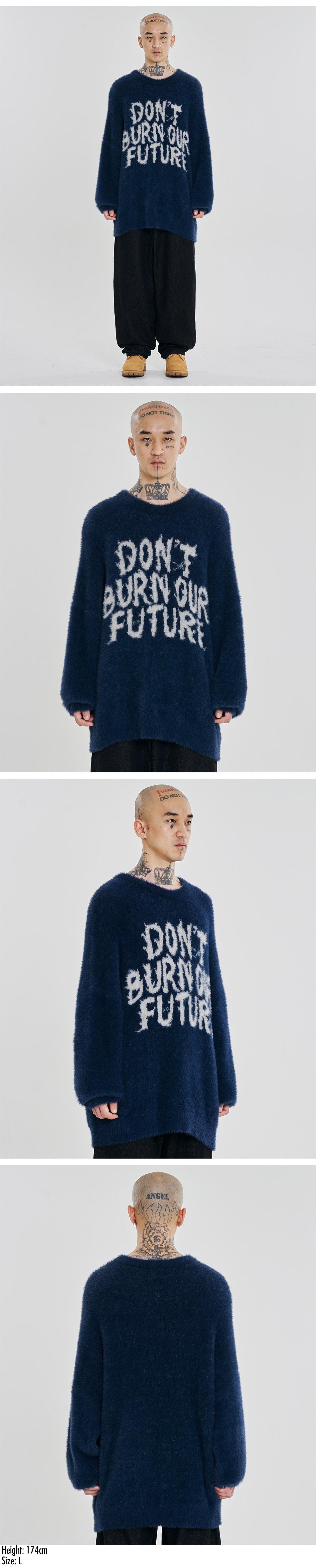 MUSINSA | AJOBYAJO [PBA] DBOF Nylon Sweater [NAVY]