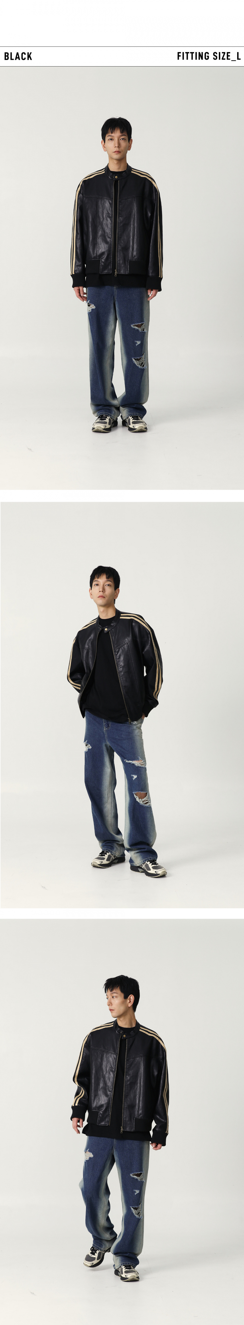 SUPERSUB ♥ Vintage Track Biker Leather Jumper/追跡付 MUSINSA | SUPERSUB Vintage Track Biker Leather Jumper - Brown