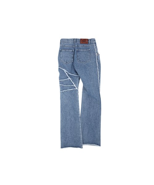GHENTEL RAW-CUT FLARE JEANS apa686m(WASHED BLUE)