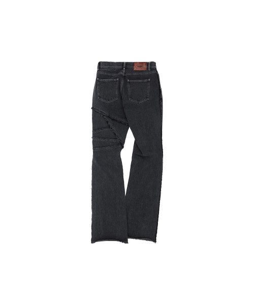 GHENTEL RAW-CUT FLARE JEANS apa686m(WASHED BLACK)