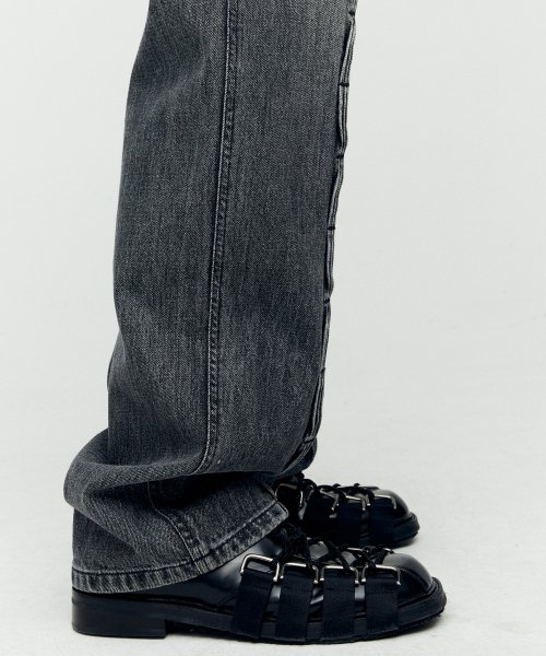 WAVE WIDE LEG JEANS apa682m(WASHED BLACK)